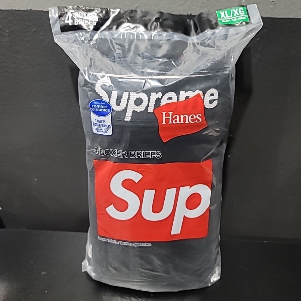 Supreme X Hanes Boxer Briefs 4Pk Sz XL Black